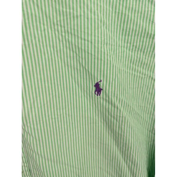 Ralph Lauren Men's Classic Fit Green Striped Long Sleeve Button Down Shirt, 2XLT - Picture 4 of 7